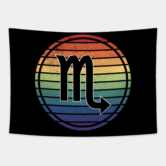 Vintage Distressed Rainbow Gay Pride Zodiac Scorpio Tapestry by Muzehack