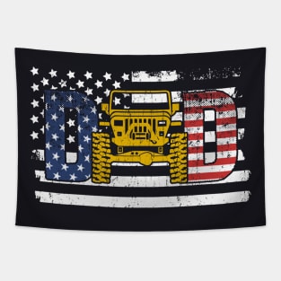 Jeep Dad American Flag Jeep Father's Day Papa Jeep America Jeep 4th of July Jeep Father Gift Tapestry