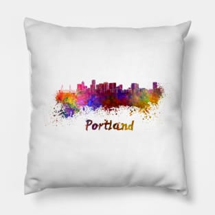 Portland skyline in watercolor Pillow