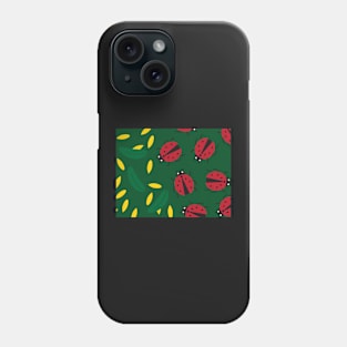 Ladybugs and Green Yellow Leaves Phone Case