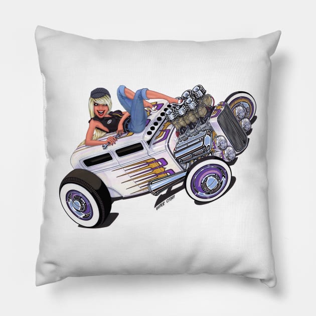 Hot Rod Pin Up Show Car Pillow by vincecrain