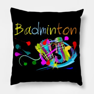 Racket Badminton sport art  brush style Pillow