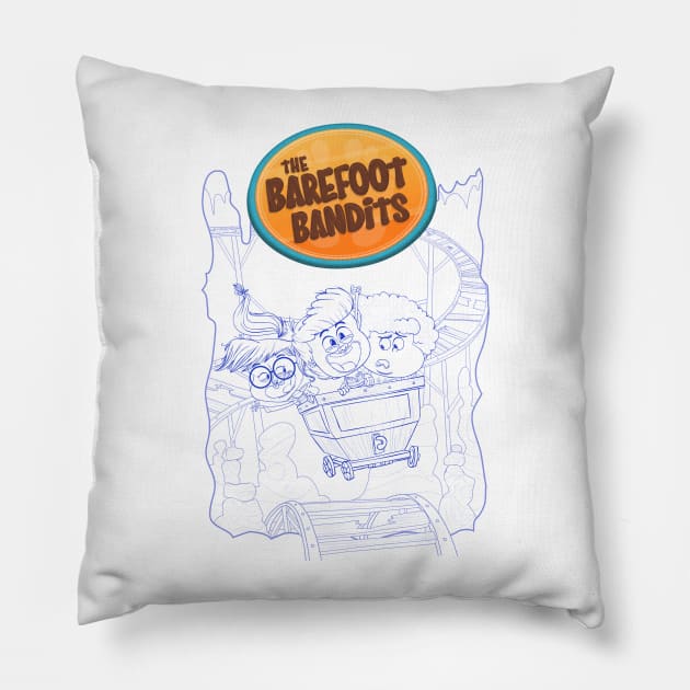 The Barefoot Bandits Minekart - Blue Pillow by mukpuddy