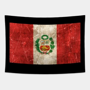 Vintage Aged and Scratched Peruvian Flag Tapestry