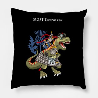 Clanosaurus Rex SCOTTsaurus rex Plaid Scott Black & White Scotland Ireland Family Tartan Pillow