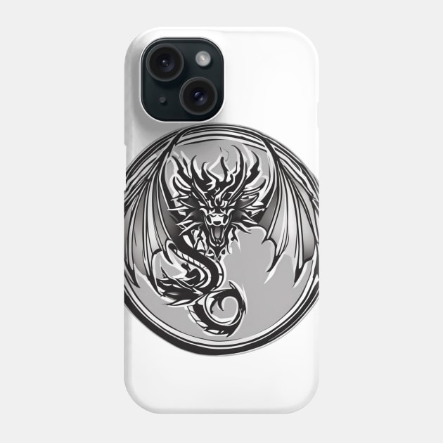 Dragon Black Shadow Silhouette Anime Style Collection No. 444 Phone Case by cornelliusy