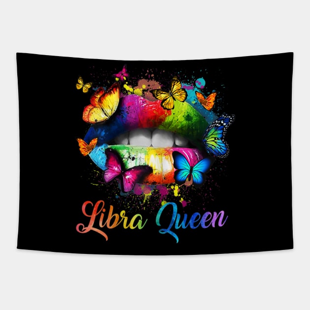 Libra Queens Lips Hippie Birthday Tapestry by IainDodes