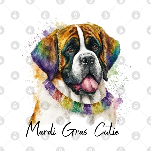 Mardi Gras Cutie Saint Bernard by Trinket Trickster