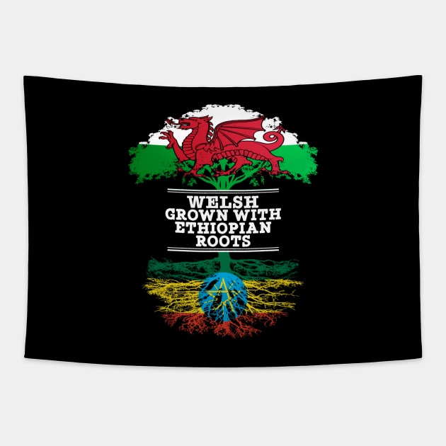 Welsh Grown With Ethiopian Roots - Gift for Ethiopian With Roots From Ethiopia Tapestry by Country Flags