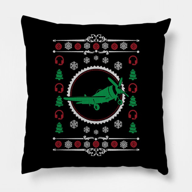 Pilot Ugly Christmas Pillow by sudiptochy29