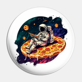 Astronaut in space eating pizza Pin