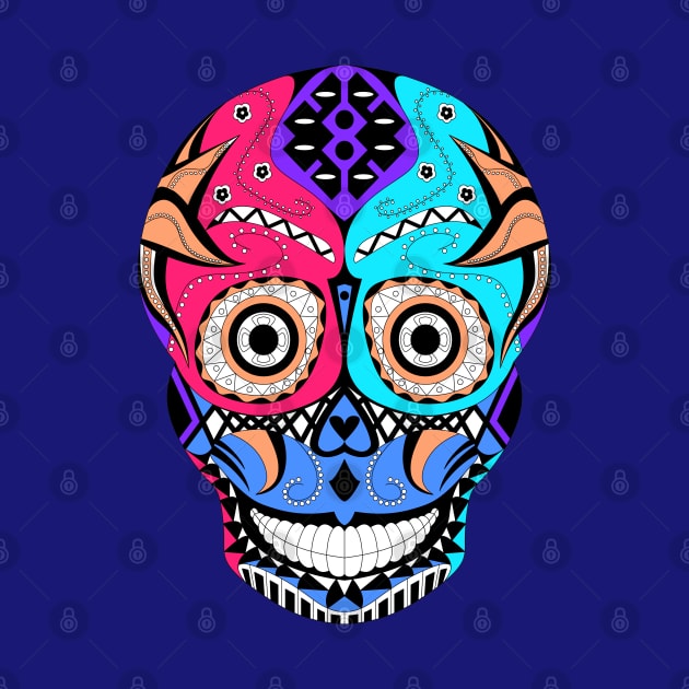 skull and crossbones mask with mexican patterns ecopop by jorge_lebeau