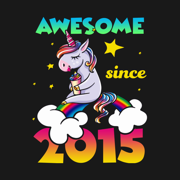 Cute Awesome Unicorn Since 2015 Rainbow Gift by saugiohoc994