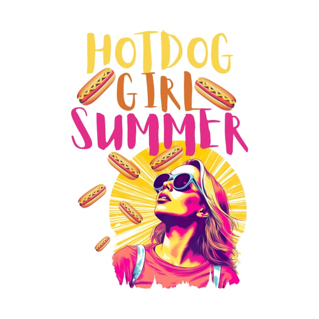 Hotdog Girl Summer Funny Hot Girl Summer Bright Print by Beth Bryan Designs