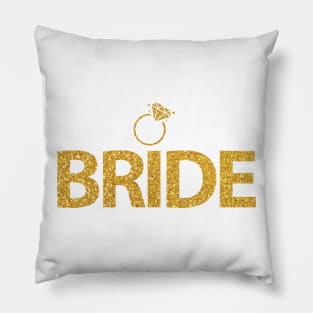 Bride With Ring Gold Sequins Effect Pillow