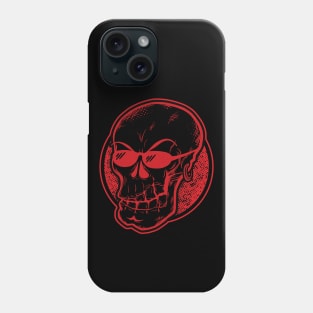 Cool skull with sunglasses (black & red) Phone Case