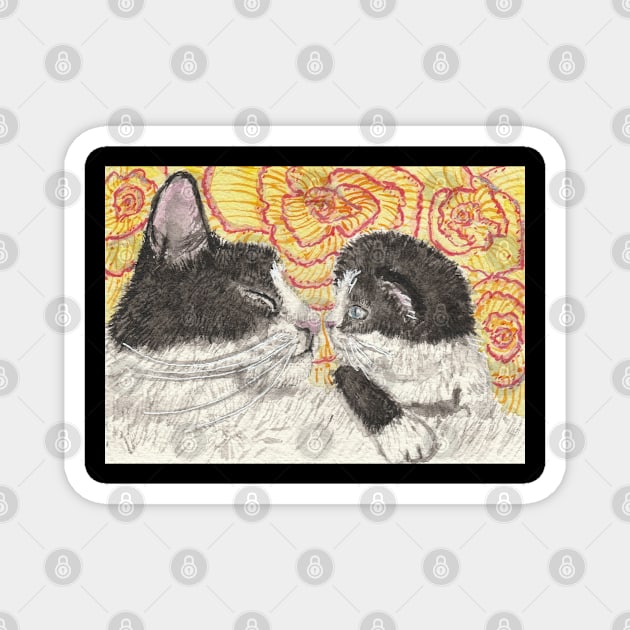 Mother and baby cat Magnet by SamsArtworks