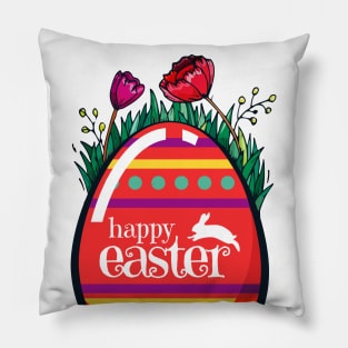 Happy Easter day. Red Easter Egg Pillow