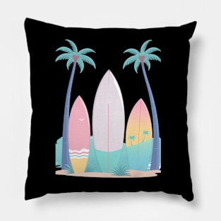 Surfboard with Palm Trees Pillow