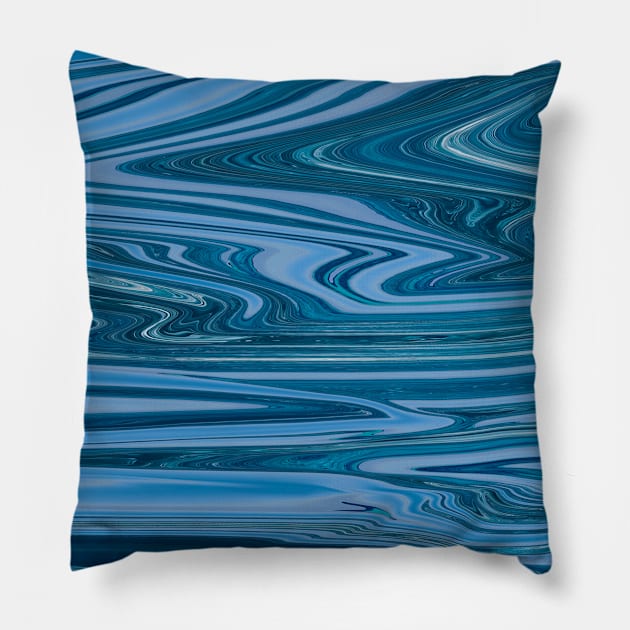 Blue Liquid Marble waves color pattern Pillow by Dolta