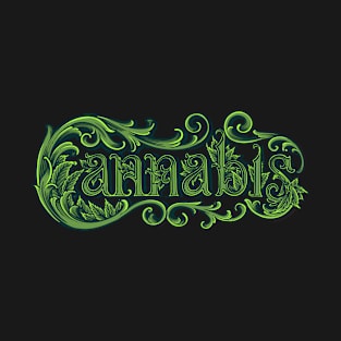 Cannabis Artistic Text T-Shirt