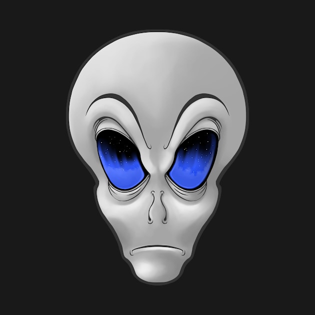 Alien Head Starry Eyes by jitterteez