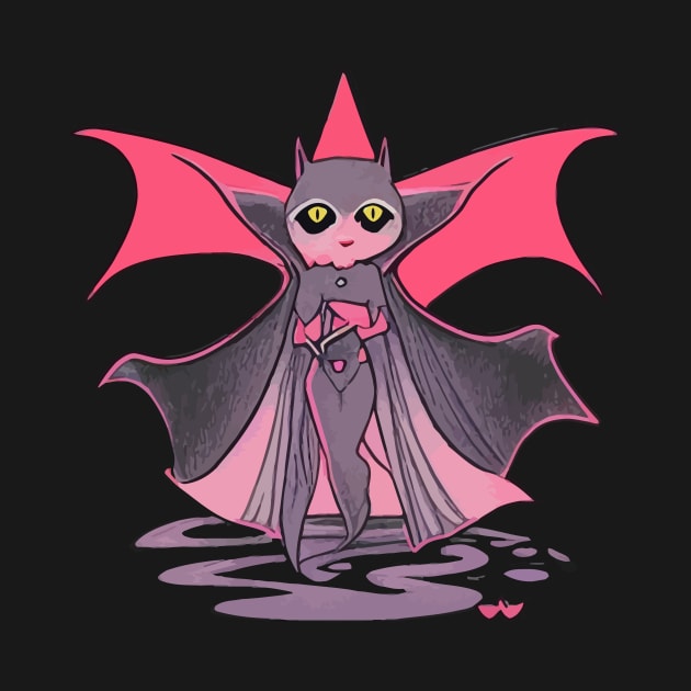 Halloween Bat Witch Pink by MindGlowArt