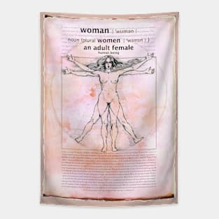 Adult Human female - Woman definition - The Vitruvian Woman - Da Vinci inspired -Feminist Art Tapestry