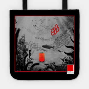 CORAL RED - white full  by COLORBLIND WorldView Tote