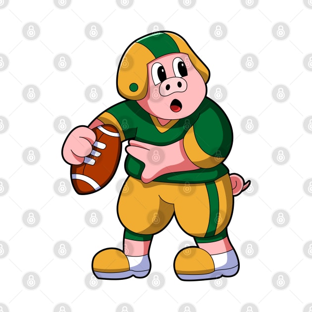 Pig at Sports with Football & Helmet by Markus Schnabel