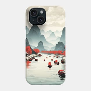 Li River China Vintage Poster Tourism Phone Case