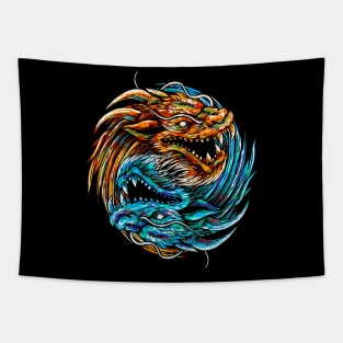 Dragon Yin Yang Backprint Tapestry