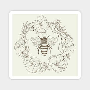 Honey Bee in a Lisianthus Wreath Magnet