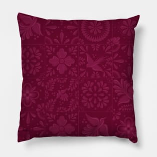 Dark Fucsia Talavera Tile Pattern by Akbaly Pillow