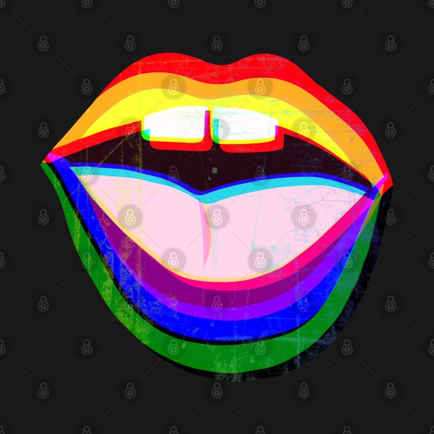 Funky colorful pop art style lips- LGBT- rainbow - flag - retro by ManoTakako
