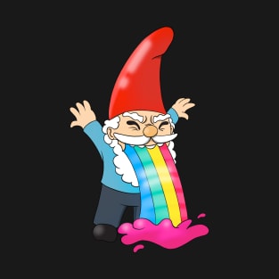 Gnome Vomiting Throwing Up Rainbow Funny T-Shirt