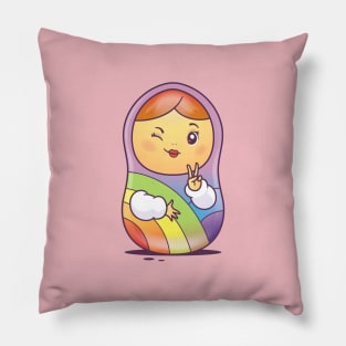 Rainbow Matryoshka Doll Pillow