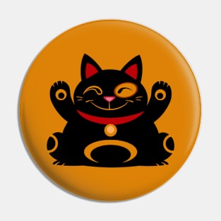 Black Lucky Cat Pin