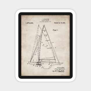 Sailing Yacht Patent - Sailor Lake House Decor Art - Antique Magnet