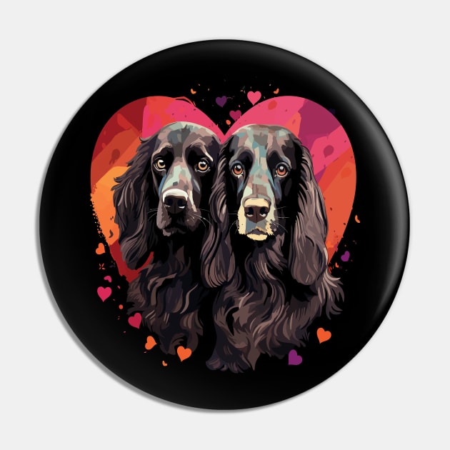 Field Spaniel Couple Valentine Pin by JH Mart