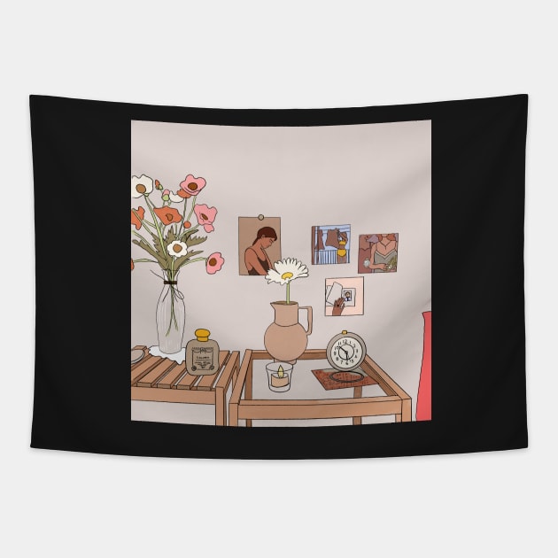 Minimalist Korean Still Life Scene Tapestry by monicasareen