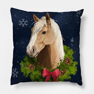 Snowy Holiday Horse Pillow