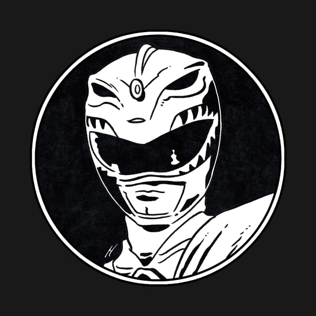 GREEN RANGER - Mighty Morphin Power Rangers (Circle Black and White) by Famous Weirdos