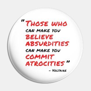 Voltaire Quote (Black/Red) Pin