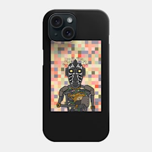 Futuristic Digital Collectible - Character with RobotMask, AfricanEye Color, and GlassSkin on TeePublic Phone Case