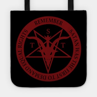 Satan Demands Equal Rights (translucent red) Tote