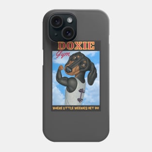 Cute Doxie at the gym where little weenies get big Phone Case