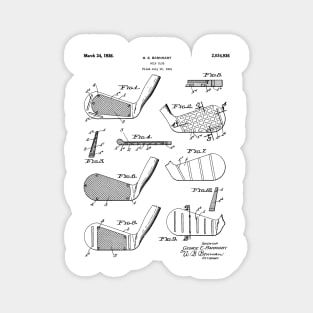 Golf Clubs Patent - Golfing Art - Black And White Magnet