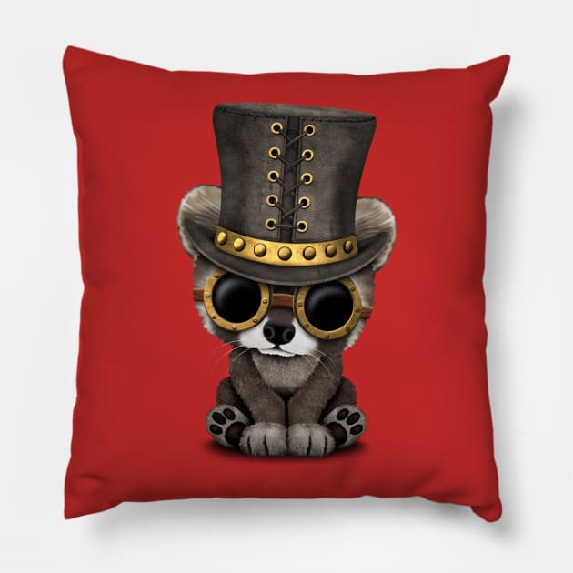 Steampunk Baby Raccoon Pillow by jeffbartels