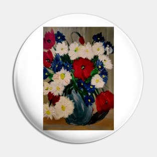 lovely vibrant bouquet of flowers in a silver vase Pin